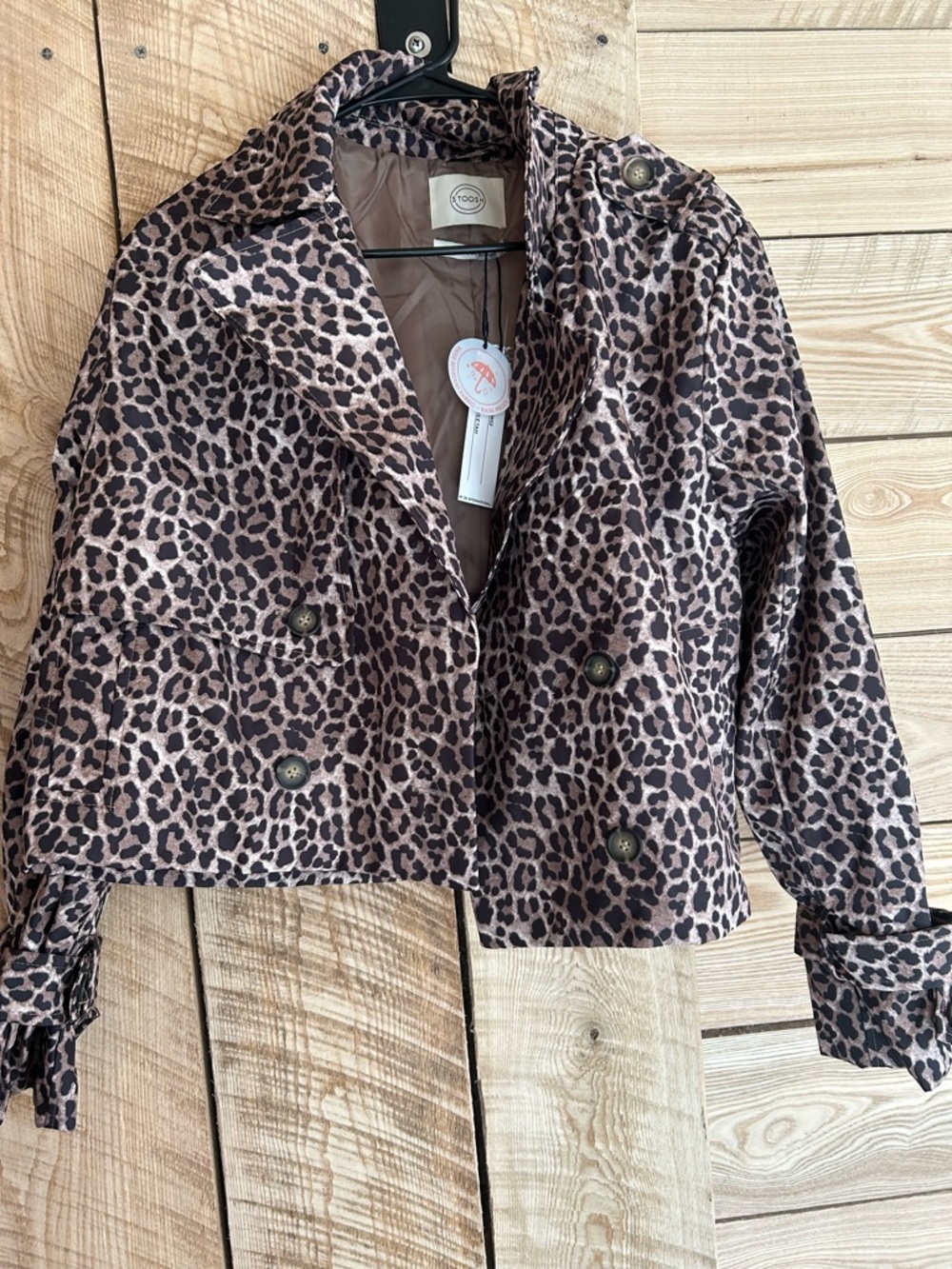 Leopard Print Cropped Trench Jacket - Women (Brown)